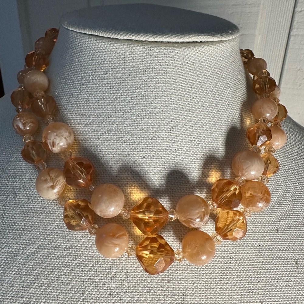 Vintage double strand creamsicle necklace